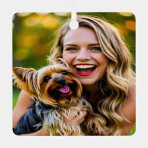 Add Yorkshire Terrier Photo Personalize Metal Tree Decoration