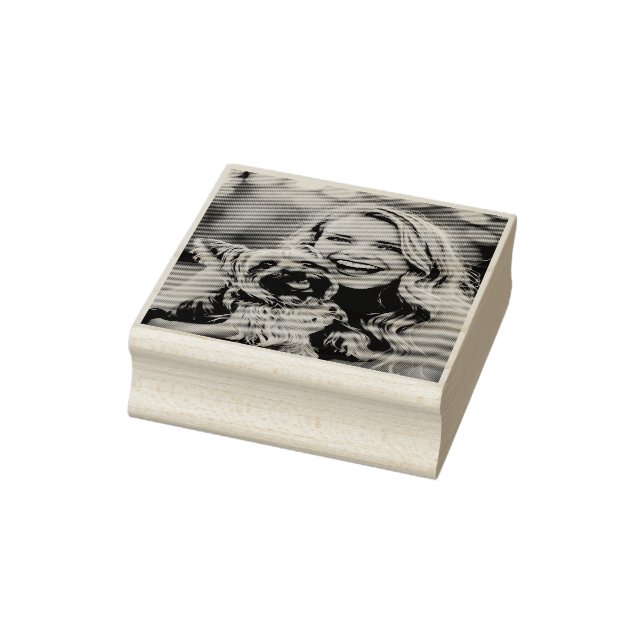 Add Yorkshire Terrier Photo Personalize Rubber Stamp (Stamp)