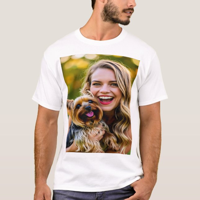Add Yorkshire Terrier Photo Personalize T-Shirt (Front)