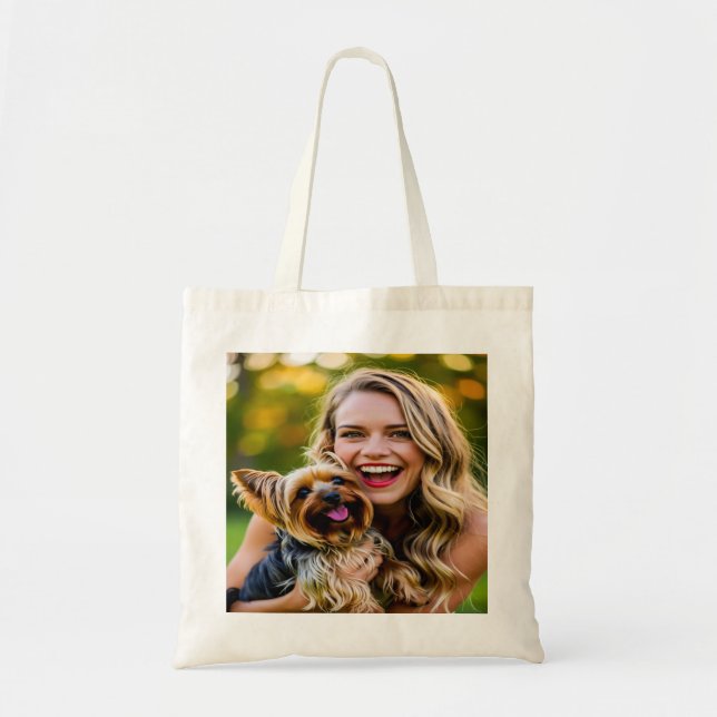 Add Yorkshire Terrier Photo Personalize Tote Bag (Front)