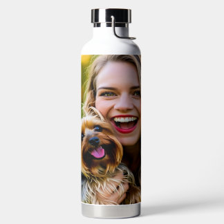 Add Yorkshire Terrier Photo Personalize Water Bottle
