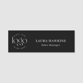 Add You Logo Custom Business Black Name Tag