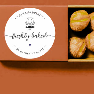 add you logo freshly baked classic round sticker