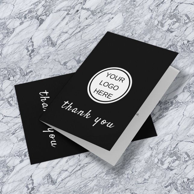 Add you Logo l Black & White Script Promotional Thank You Card (Creator Uploaded)