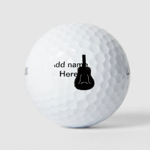 Add you name black white guitar text musical instr golf balls