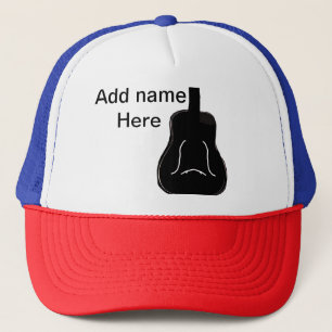 Add you name black white guitar text musical instr trucker hat