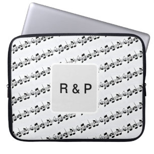 Add you name couple musical notes beats pattern bl laptop sleeve
