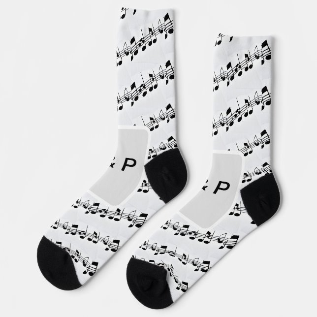 Add you name couple musical notes beats pattern bl socks (Left)