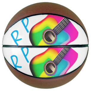 Add you name text brown acoustic guitar colourful basketball