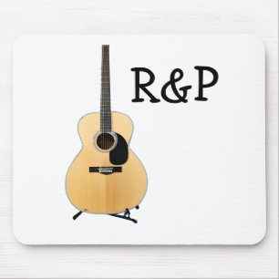 Add you name text brown acoustic guitar editable mouse mat