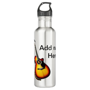 Add you name text brown acoustic guitar editable t 710 ml water bottle