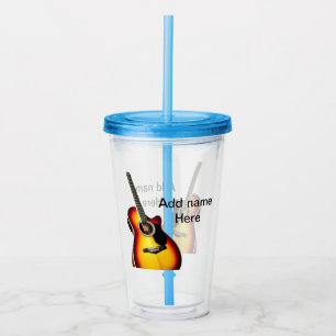 Add you name text brown acoustic guitar editable t acrylic tumbler