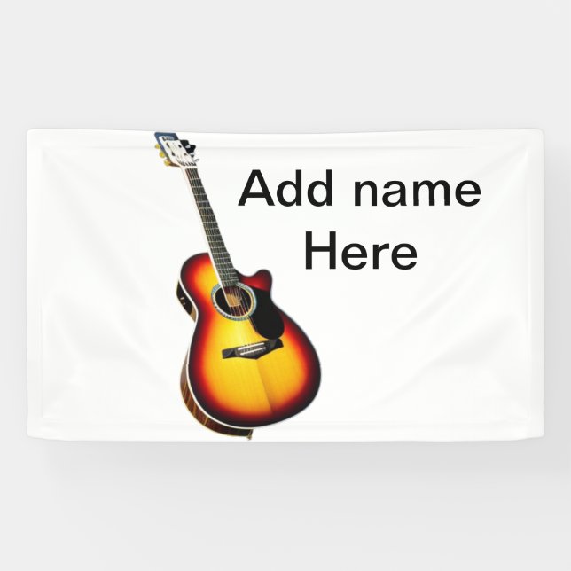 Add you name text brown acoustic guitar editable t banner (Horizontal)