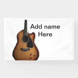 Add you name text brown acoustic guitar editable t banner
