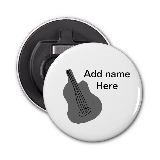 Add you name text brown acoustic guitar editable t bottle opener (Front)