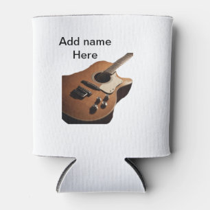 Add you name text brown acoustic guitar editable t can cooler