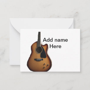 Add you name text brown acoustic guitar editable t card