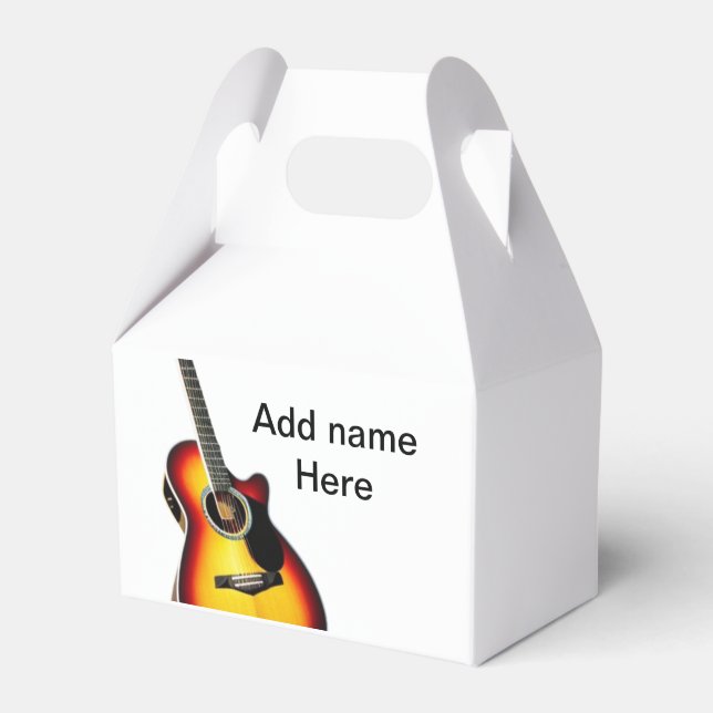 Add you name text brown acoustic guitar editable t favour box (Front Side)