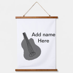 Add you name text brown acoustic guitar editable t hanging tapestry
