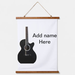 Add you name text brown acoustic guitar editable t hanging tapestry