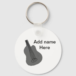 Add you name text brown acoustic guitar editable t key ring