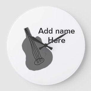 Add you name text brown acoustic guitar editable t large clock