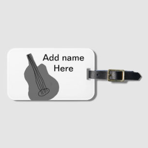 Add you name text brown acoustic guitar editable t luggage tag
