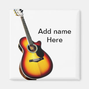 Add you name text brown acoustic guitar editable t magnet