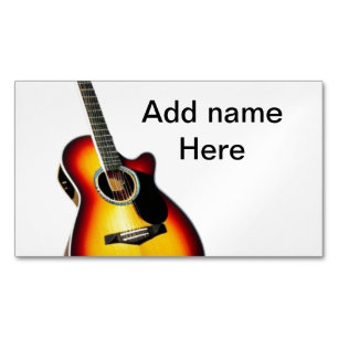 Add you name text brown acoustic guitar editable t 	Magnetic business card