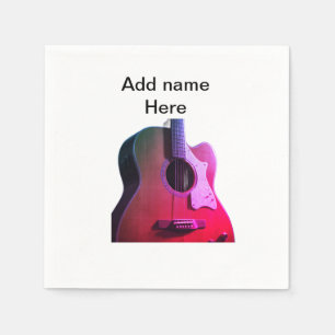 Add you name text brown acoustic guitar editable t napkin