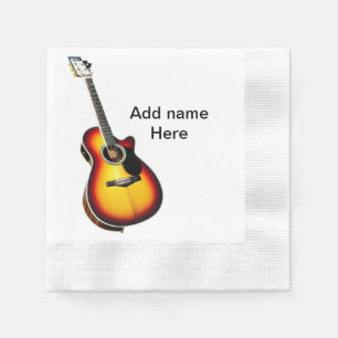 Add you name text brown acoustic guitar editable t napkin