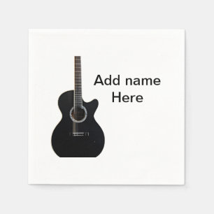 Add you name text brown acoustic guitar editable t napkin