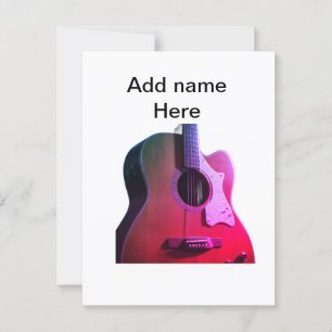 Add you name text brown acoustic guitar editable t postcard