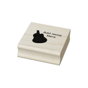 Add you name text brown acoustic guitar editable t rubber stamp