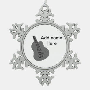 Add you name text brown acoustic guitar editable t snowflake pewter christmas ornament