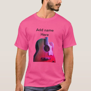 Add you name text brown acoustic guitar editable t T-Shirt