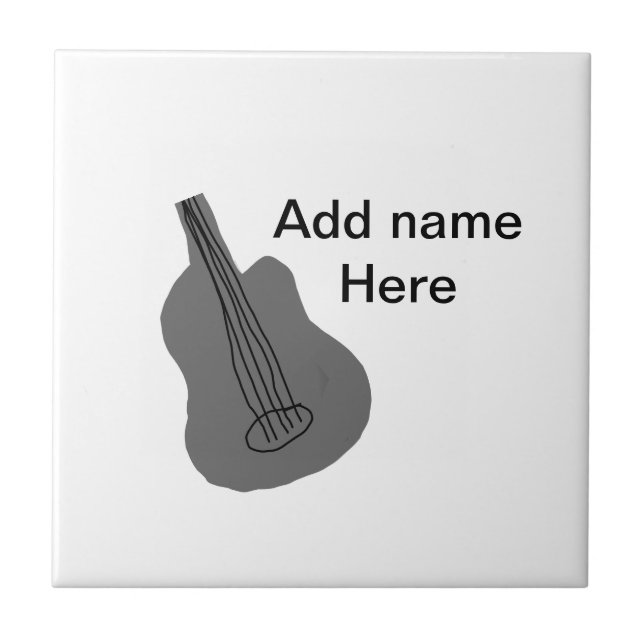 Add you name text brown acoustic guitar editable t tile (Front)