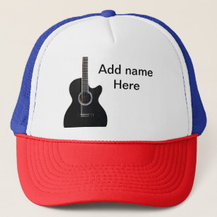 Add you name text brown acoustic guitar editable t trucker hat