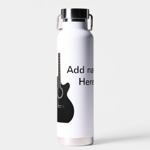 Add you name text brown acoustic guitar editable t water bottle