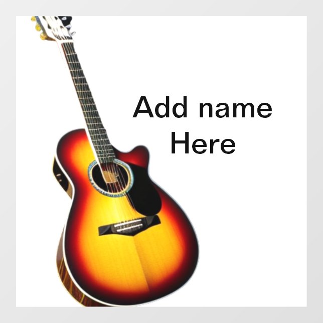 Add you name text brown acoustic guitar editable t window cling (Sheet)