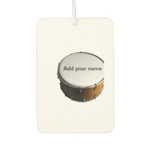 Add you name text brown black drum beats stick car air freshener