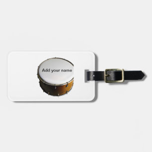 Add you name text brown black drum beats stick luggage tag