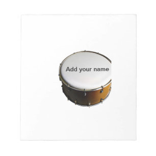 Add you name text brown black drum beats stick notepad