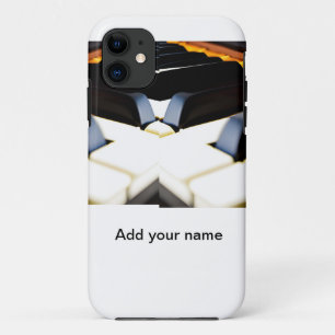 Add you name text brown black piano keys iPhone 11 case