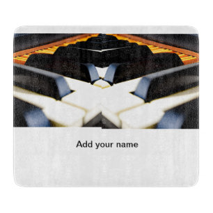 Add you name text brown black piano keys cutting board