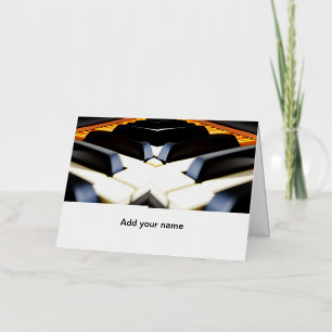 Add you name text brown black piano keys foil holiday card