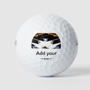 Add you name text brown black piano keys golf balls