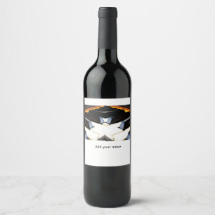 Add you name text brown black piano keys wine label