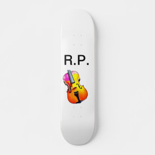 Add you name text brown violin music lover skateboard