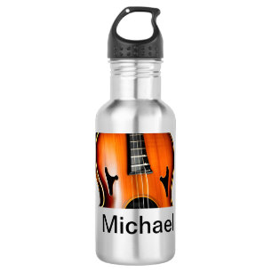 Add you name text brown violin music lover throw p 532 ml water bottle